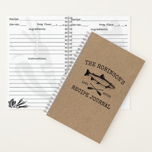 Fish Oars Family Lake House Faux Kraft Recipe Notebook