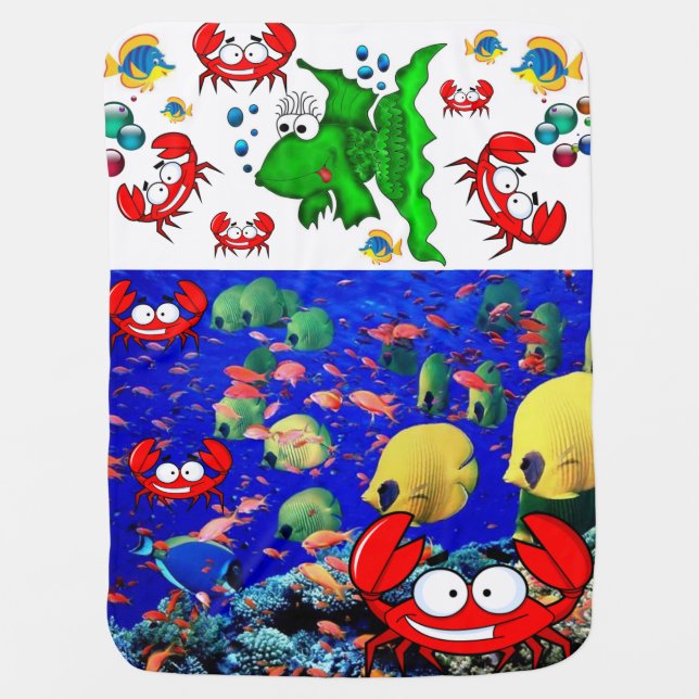 Fish Ocean Crab Baby Blanket (Front)