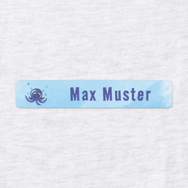 Fish - octopus - hand painting | 96 narrow kids' labels (Design 1)