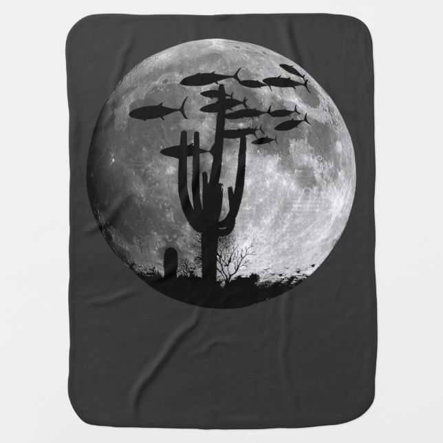 Fish of the Moonlit Sky Baby Blanket (Front)