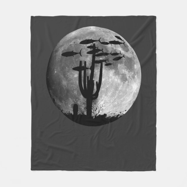 Fish of the Moonlit Sky Fleece Blanket (Front)
