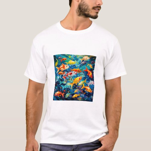 Fish Oil Painting  T_Shirt