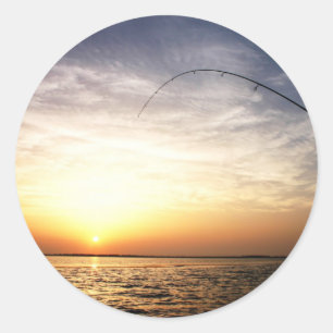 Fish on at Sunrise! Classic Round Sticker