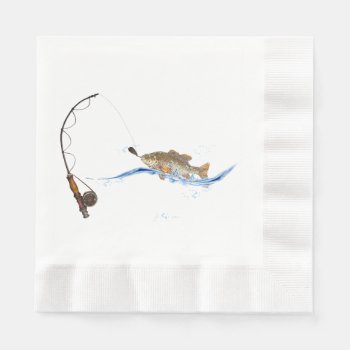 Fish On Fishing Line Paper Napkins by dryfhout at Zazzle