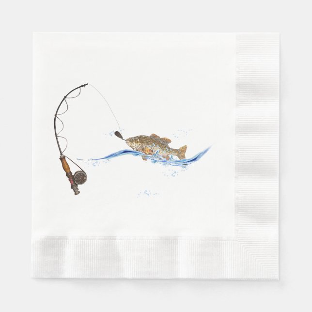 fish on fishing line paper napkins (Front)