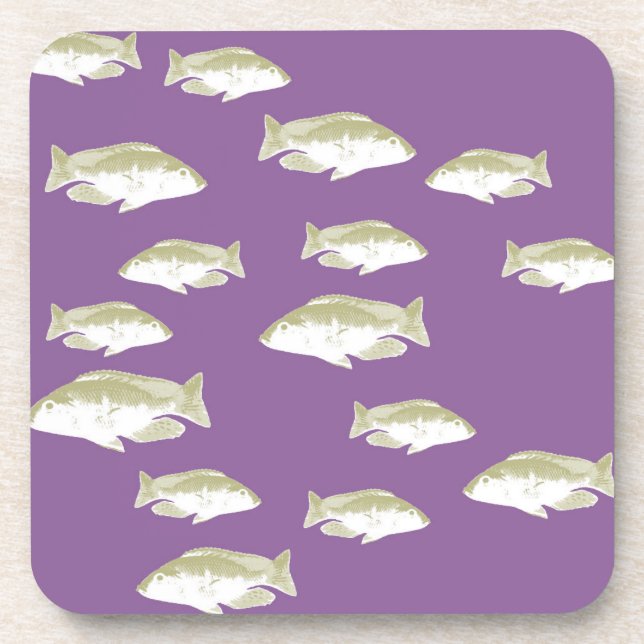 Fish on purple beverage coaster (Front)