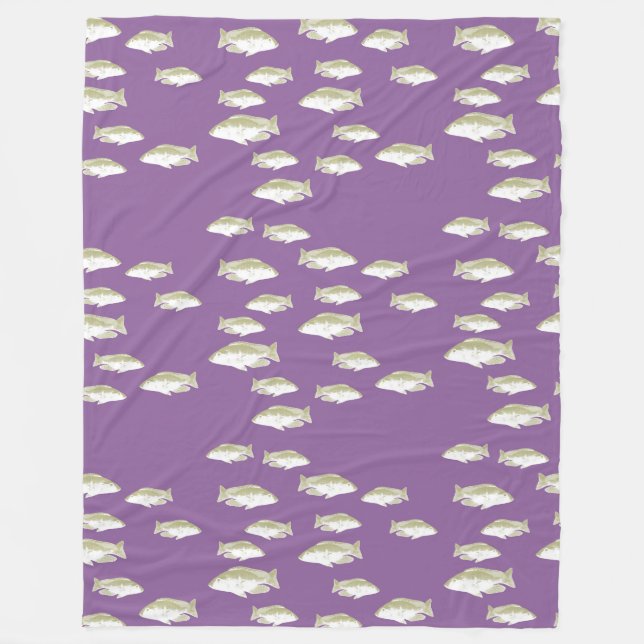 Fish on purple fleece blanket (Front)