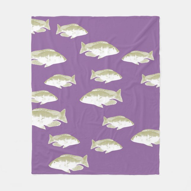 Fish on purple fleece blanket (Front)