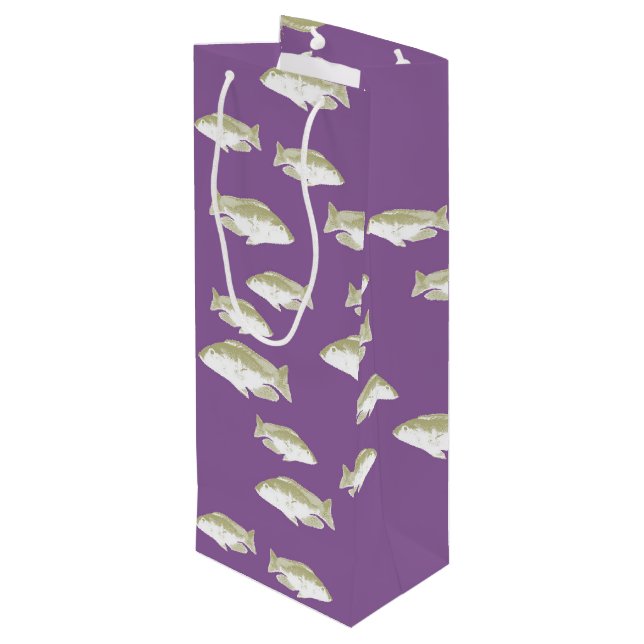 Fish on purple wine gift bag (Back Angled)
