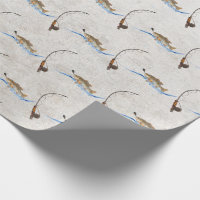 Fish on Vintage Fishing Pole Wrapping Paper