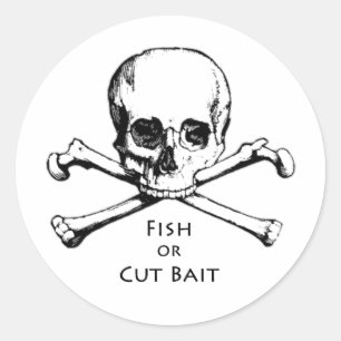 "Fish or Cut Bait" Jolly Roger Pirate Logo Classic Round Sticker