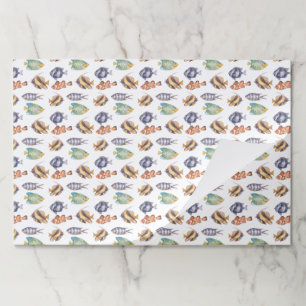 Fish Paper Placemats, Coastal Ocean Table Mats