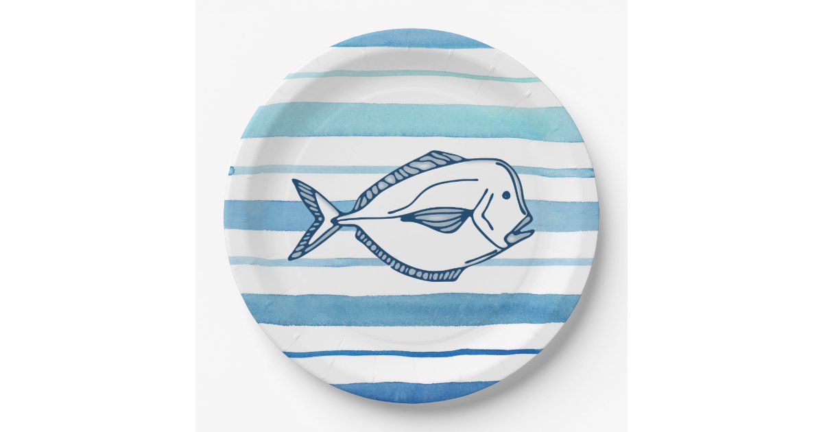 The Big One Fishing Theme Boys First Birthday Paper Plates