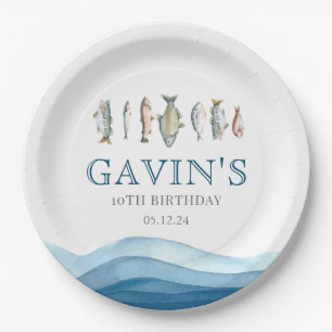 Fish paper plates, fish birthday decorations plates