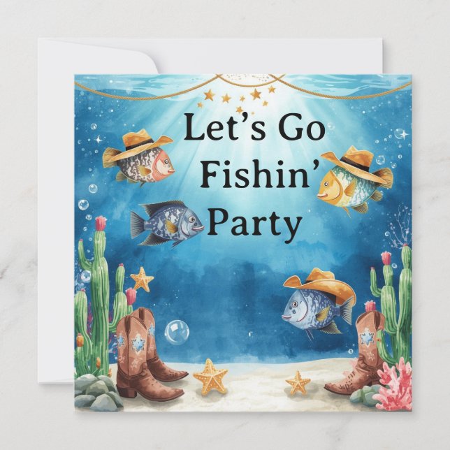 Fish Party Texas themed  Invitation (Front)