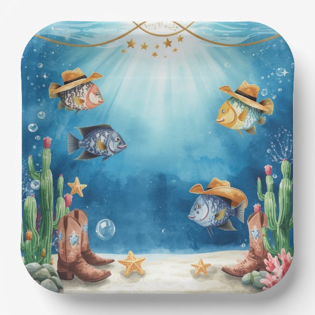 Fish Party Texas themed  Paper Plates (Front)