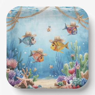 Fish Party Texas themed Paper Plates