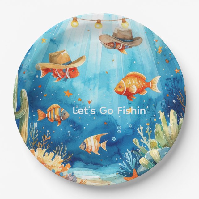 Fish Party Texas themed  Paper Plates (Front)