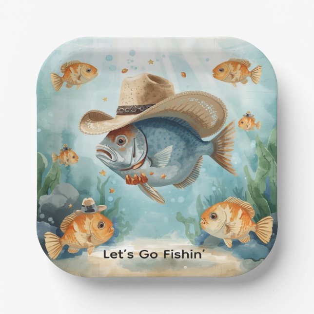 Fish Party Texas themed  Paper Plates (Front)