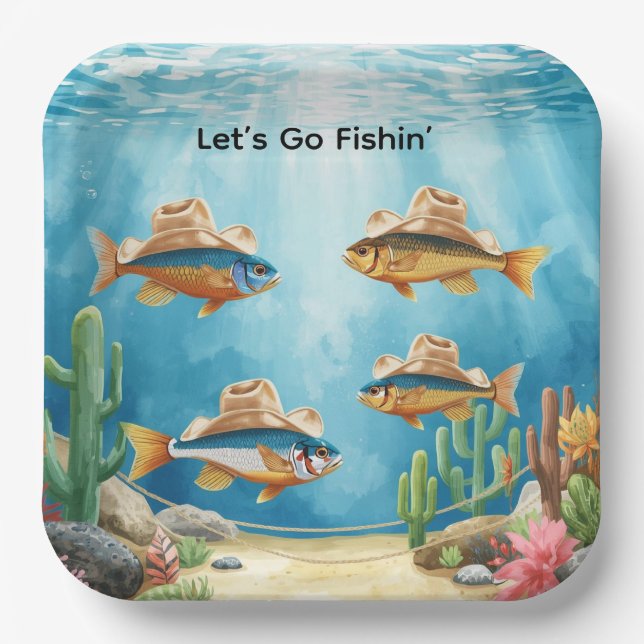 Fish Party Texas themed  Paper Plates (Front)