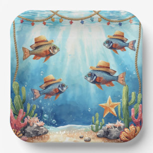 Fish Party Texas themed Paper Plates