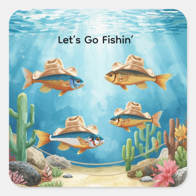 Fish Party Texas themed  Square Sticker (Front)