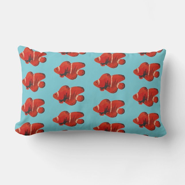 Fish Pattern Clownfish Orange Throw Pillow (Front)