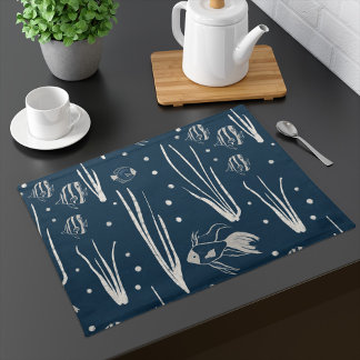 Fish Pattern Coastal Vibe Blue Placemat