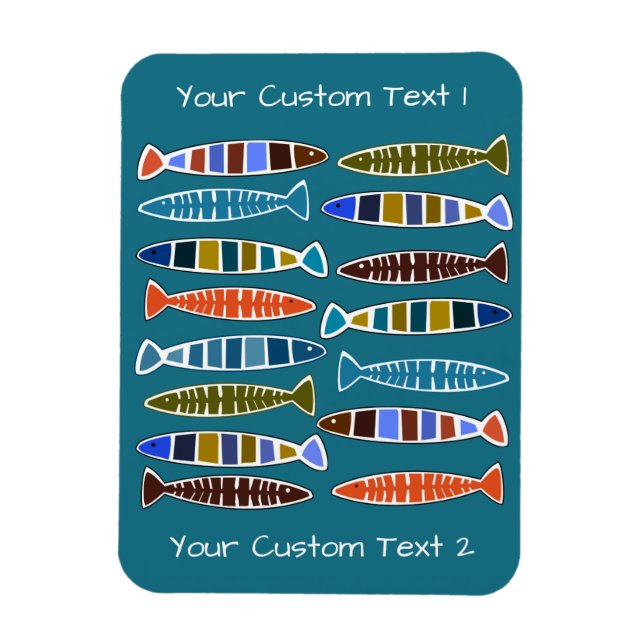 Fish Pattern custom text & color magnet (Vertical)