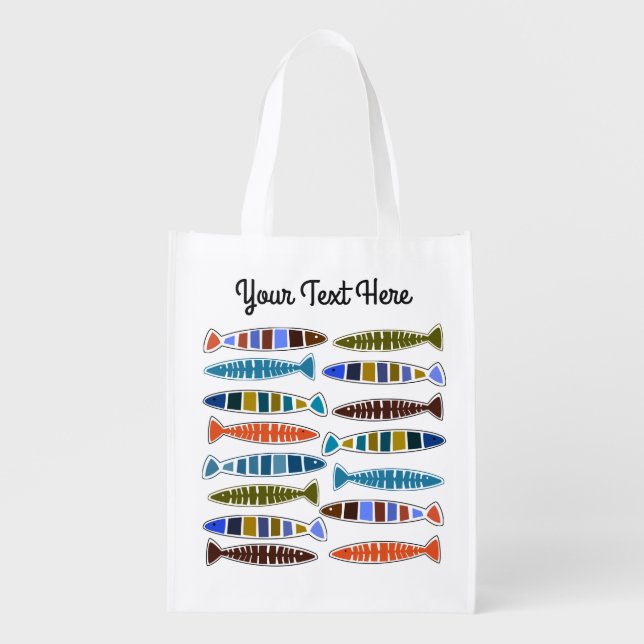 Fish Pattern custom text reusable bag (Front)