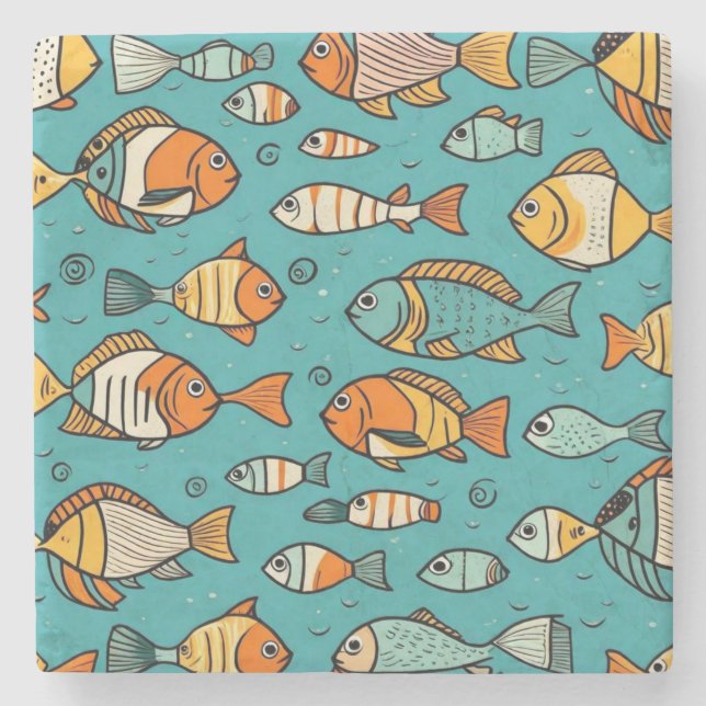 Fish pattern gift ideas stone coaster (Front)