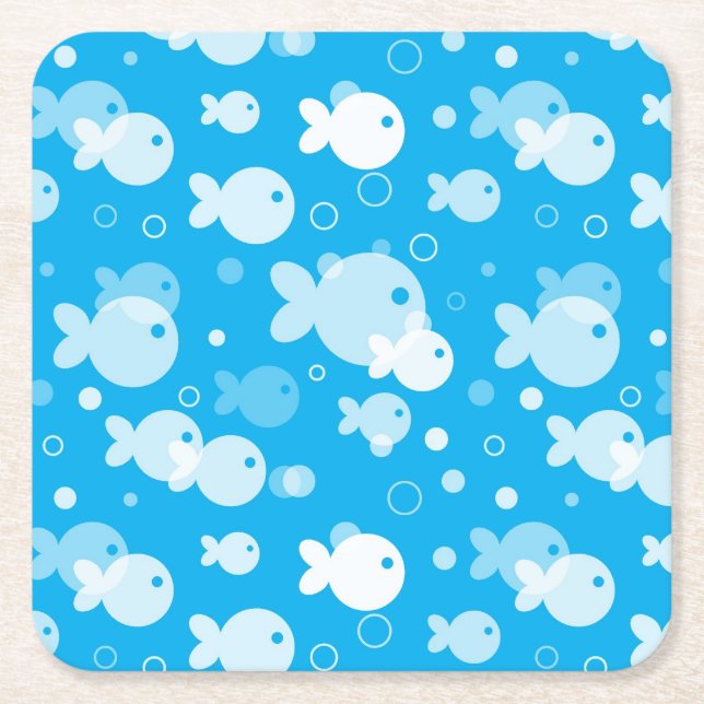 fish pattern square paper coaster (Front)