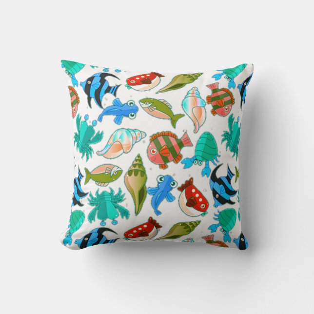 Fish Pattern Throw Pillow (Front)