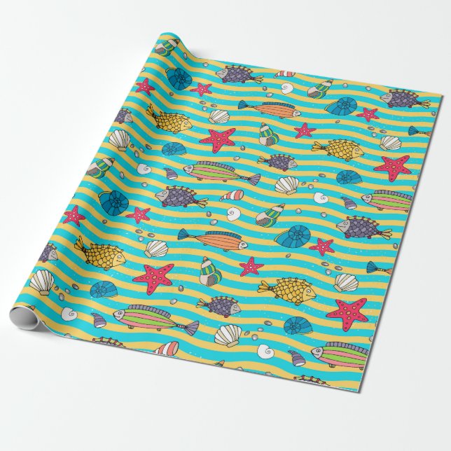 Fish Pattern Wrapping Paper (Unrolled)