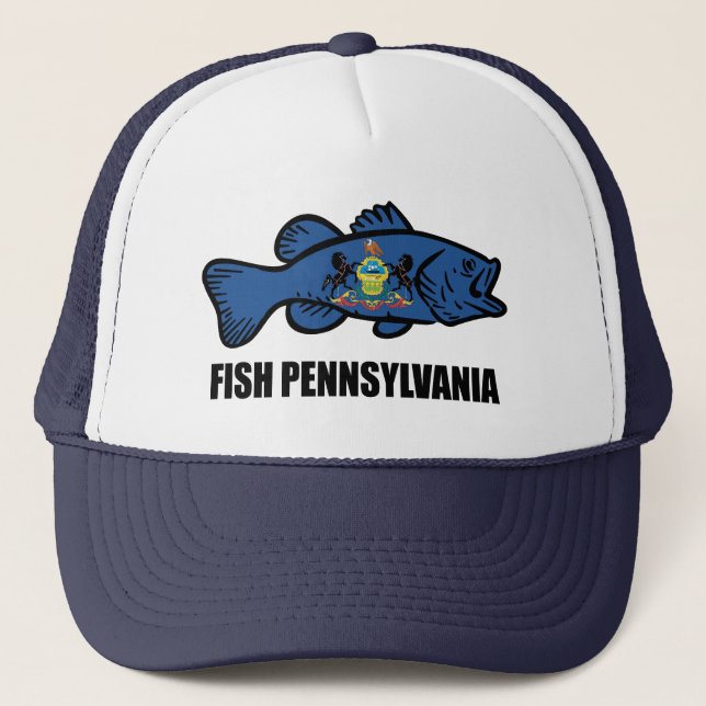 Fish Pennsylvania Bass Trucker Hat (Front)