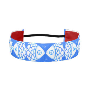 Fish Pisces Blue White Abstract Pattern Athletic Headband