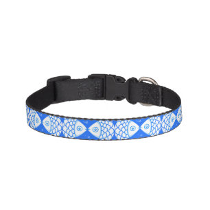 Fish Pisces Blue White Abstract Pattern Pet Collar