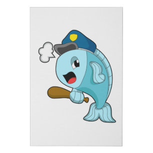Fish Police officer Police hat Faux Canvas Print
