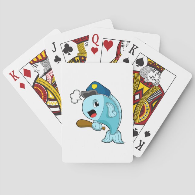 Fish Police officer Police hat Poker Cards (Back)