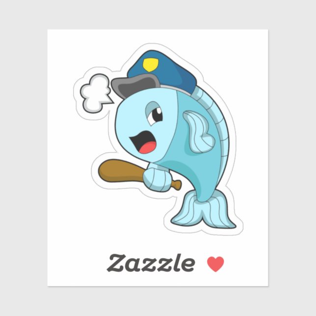 Fish Police officer Police hat Sticker (Sheet)