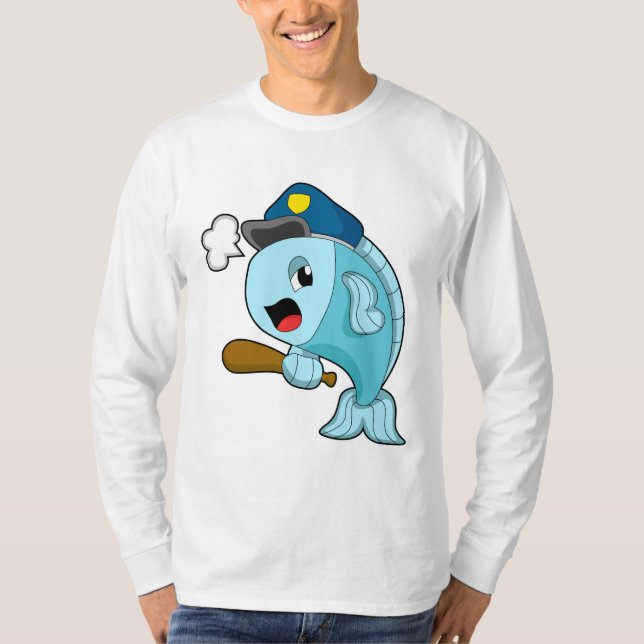 Fish Police officer Police hat T-Shirt (Front)