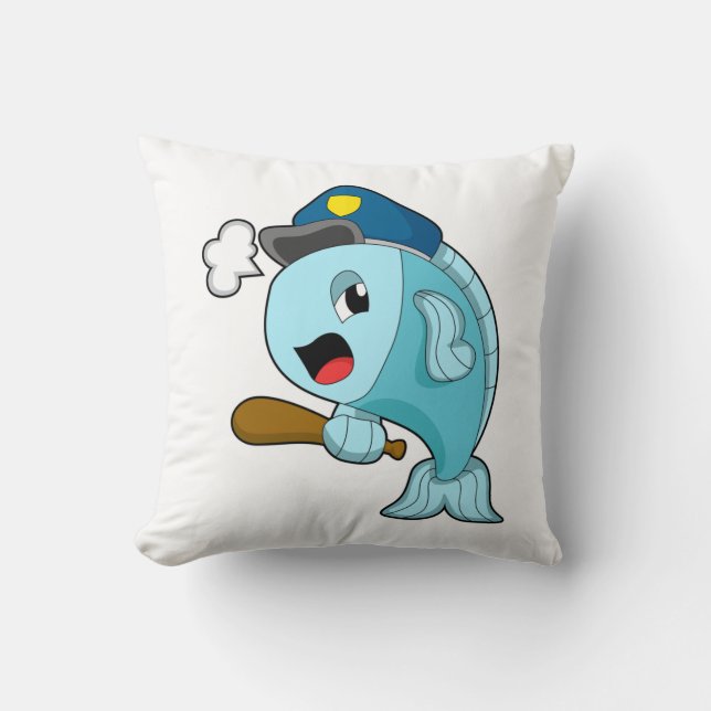 Fish Police officer Police hat Throw Pillow (Front)