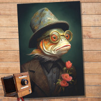 Fish Portrait in Suit and Hat 1 Decoupage Paper