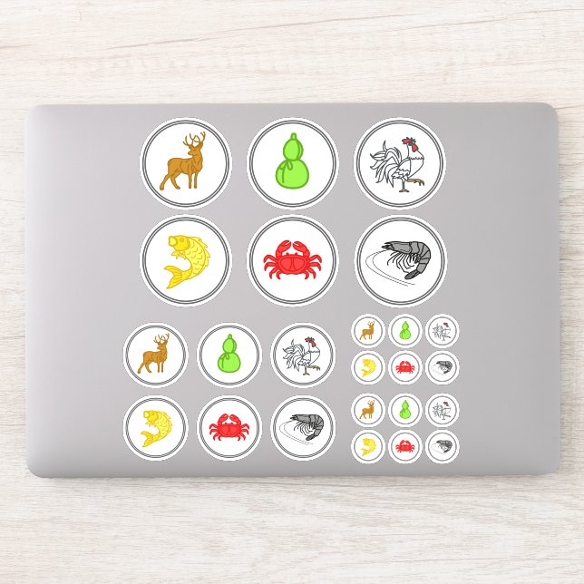 Fish Prawn Crab Game Vinyl Sticker Sheet (Computer)