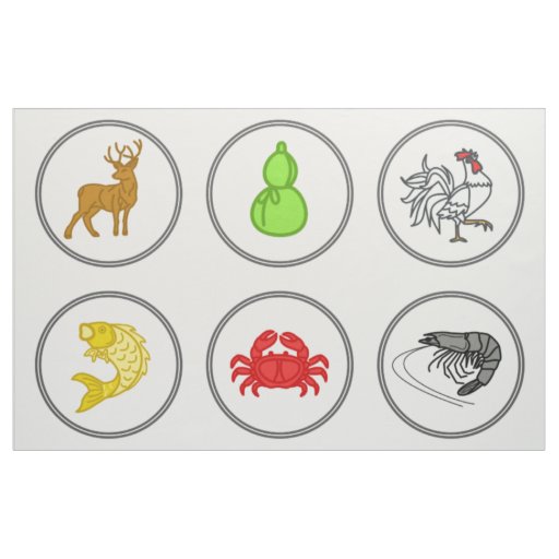 Fish Prawn Crab / Vietnamese Dice - Game Mat Fabric