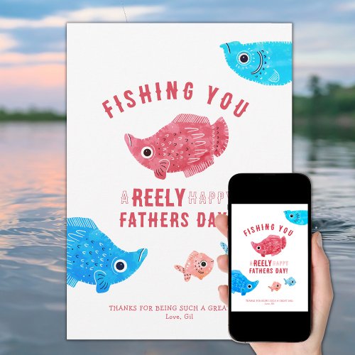  Fish Pun Happy Fathers Day Holiday Card