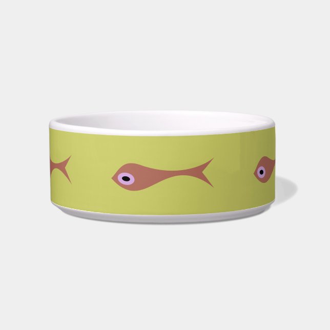 Fish Purple Eyes Cat Bowl Funny Pet Feeding Dish (Front)
