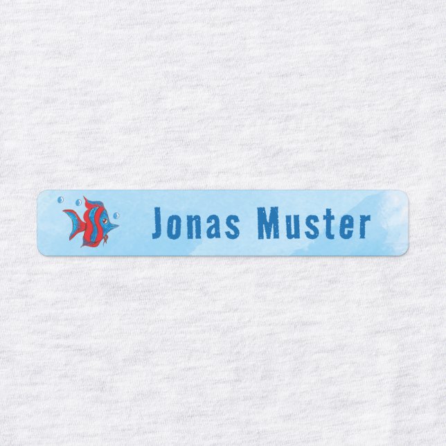 Fish - red blue | 96 narrow children's labels (Design 1)
