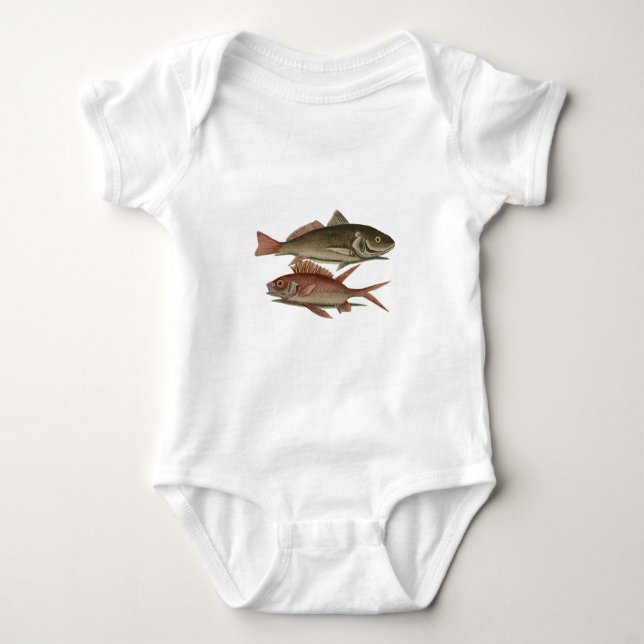 Fish Red Perch Fisherman Art Baby Bodysuit (Front)