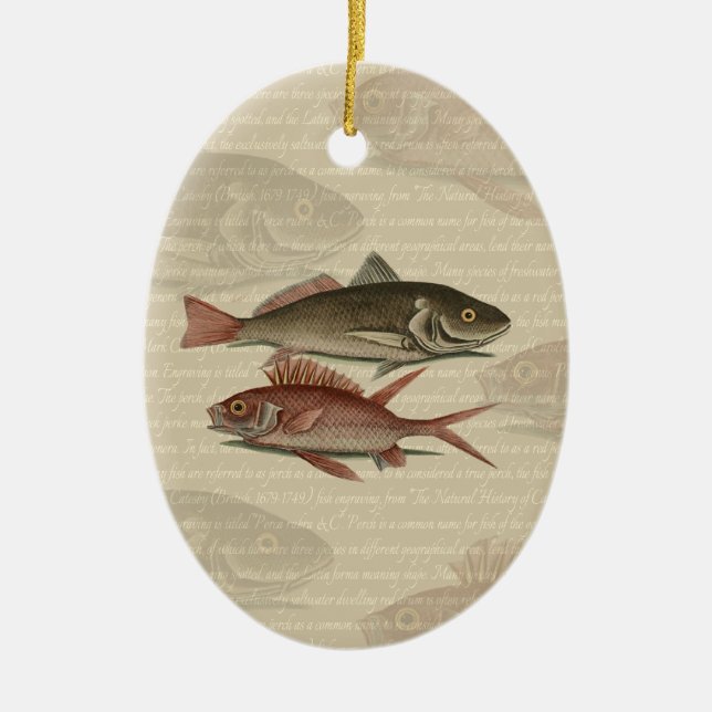 Fish Red Perch Fisherman Art Ceramic Ornament (Front)